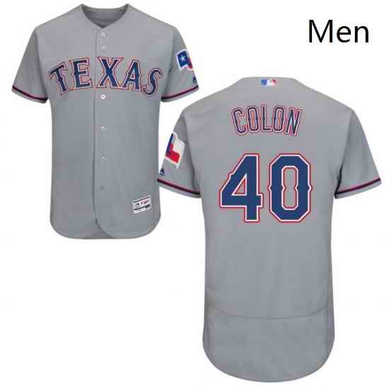 Mens Majestic Texas Rangers 40 Bartolo Colon Grey Road Flex Base Authentic Collection MLB Jersey